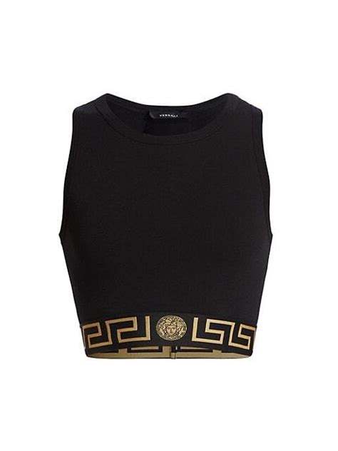 versace icon logo cropped tank top|Logo Crop Top Black,Print .